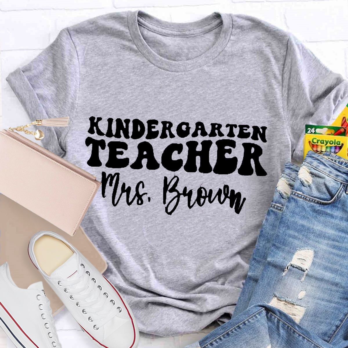 Personalized Name Kindergarten Teacher T-Shirt
