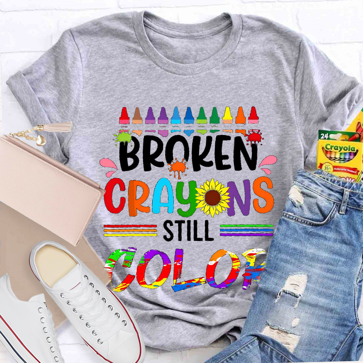 Broken Crayons Still Color Teacher T-Shirt