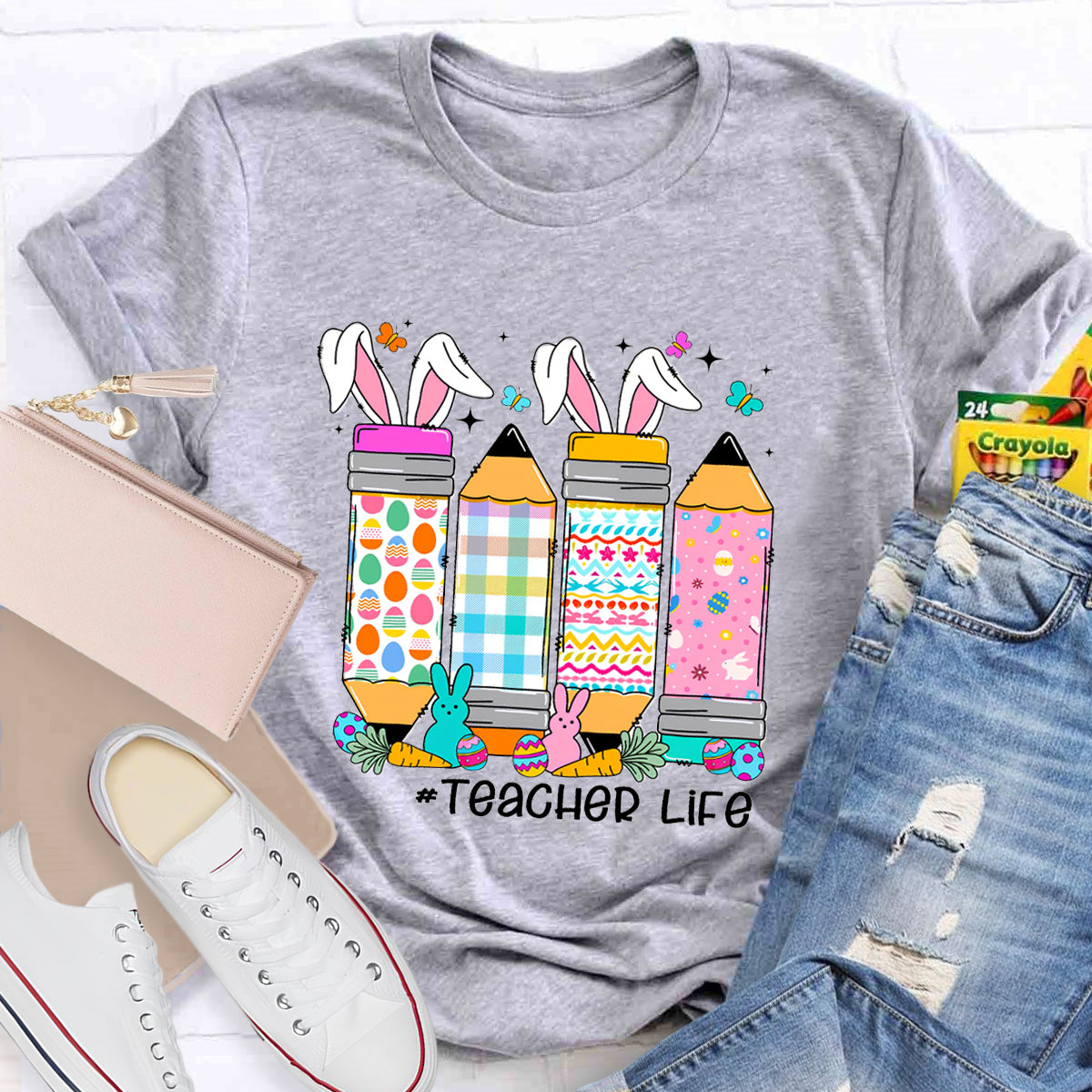 Easter Happy Life Teacher T-Shirt