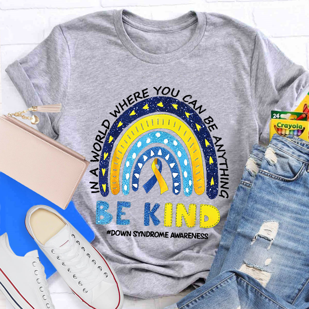 Be Kind Down Syndrome Awareness Heart T-Shirt