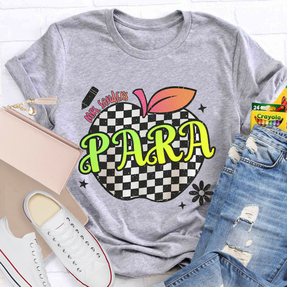 Personalized Para Teachers Name Apple Teacher T-Shirt