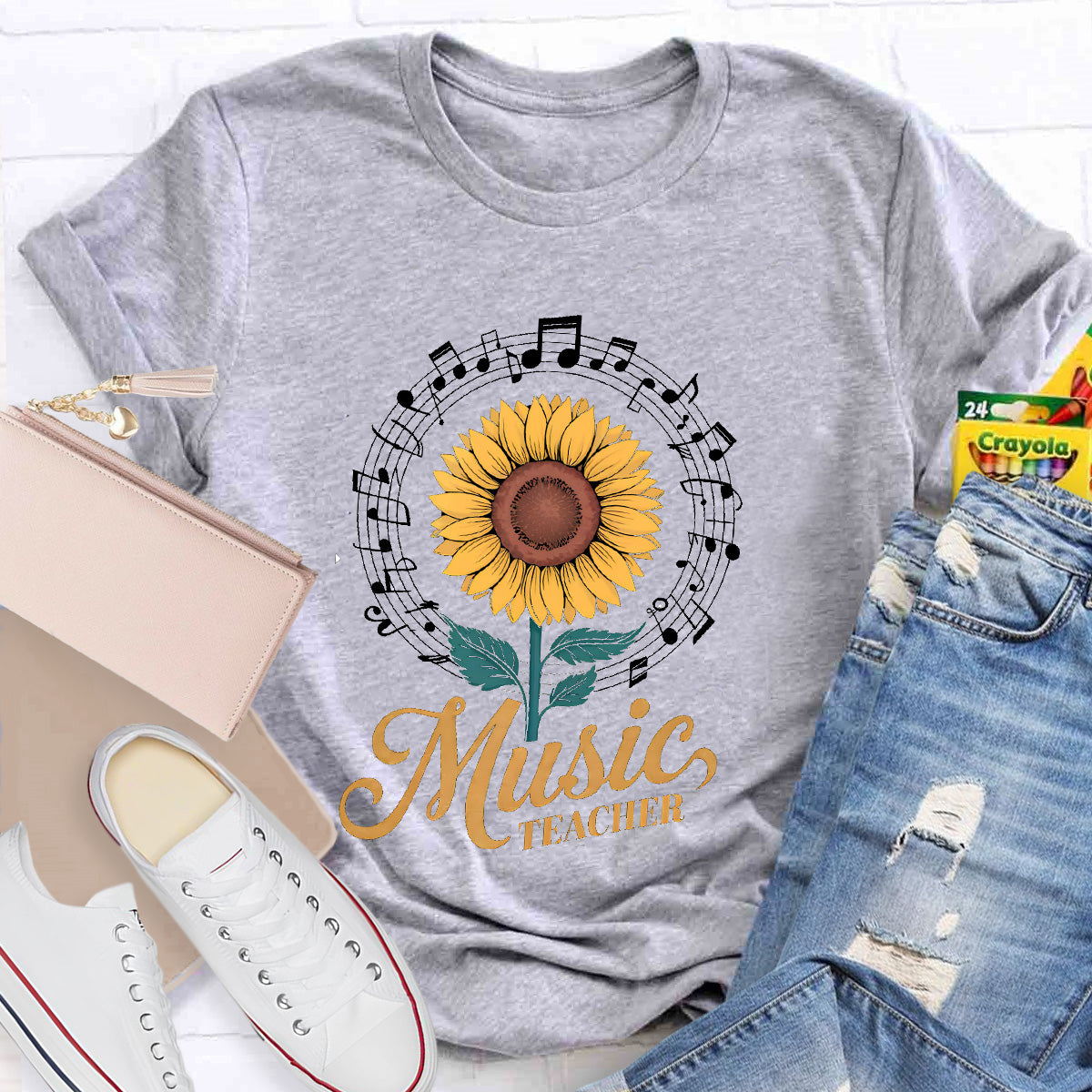 Music Teacher Sunflower Teacher T-Shirt