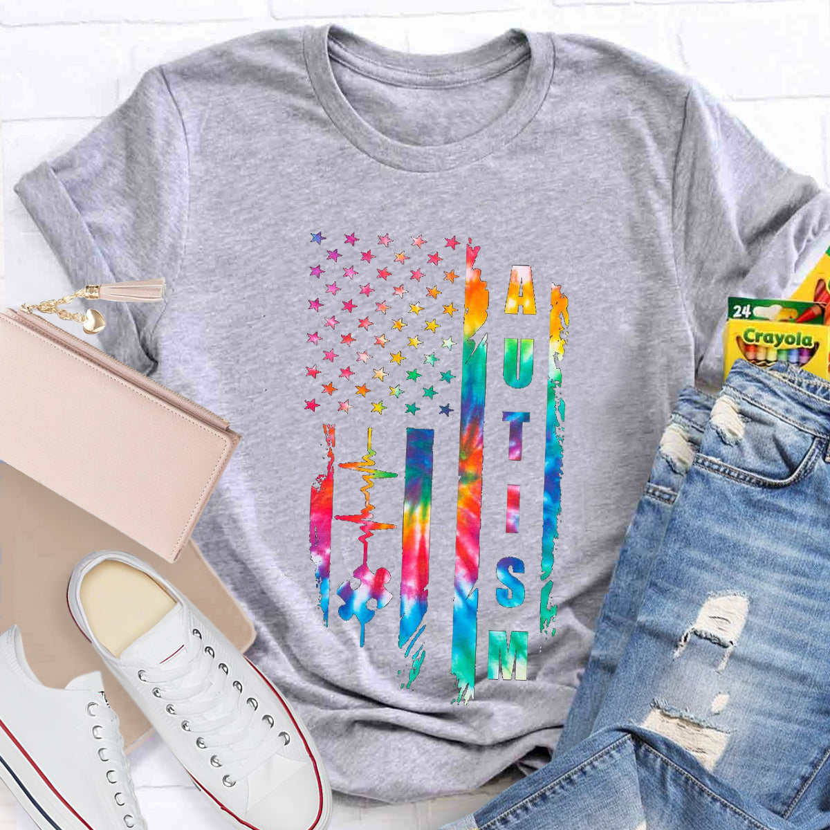 Autism colorful Star Teacher T-Shirt