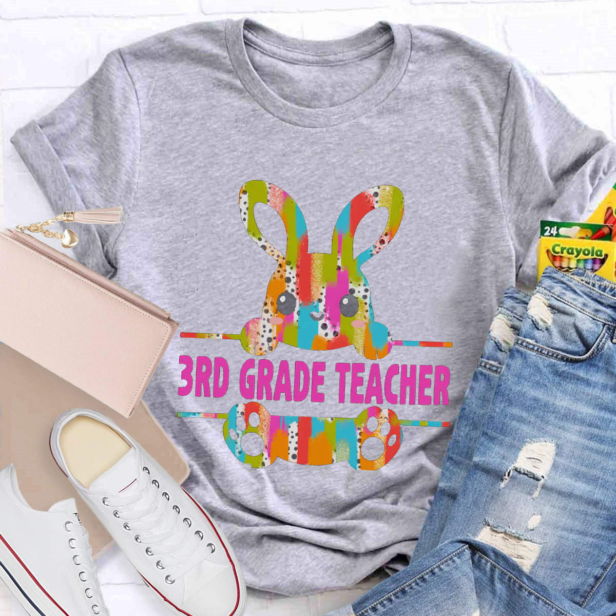 Personalized Grade Easter Bunny Teacher T-Shirt