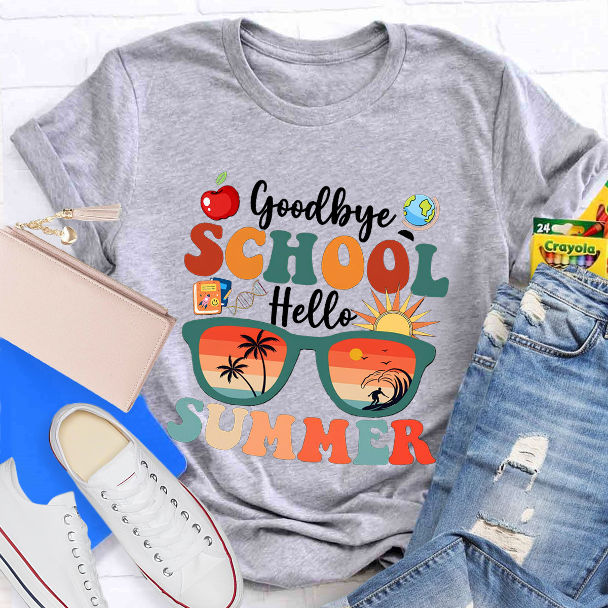Goodbye School Hello Summer Teacher T-Shirt