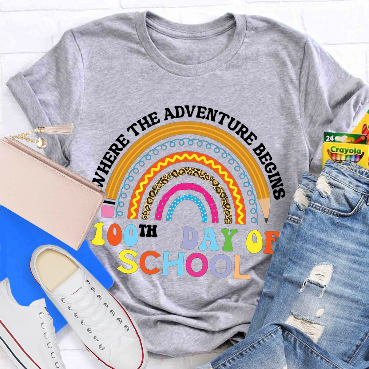 Where The Adventure Beginning 100th Day Of School T-Shirt