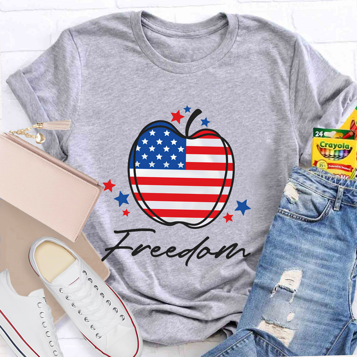 Freedom Apple Teacher T-Shirt