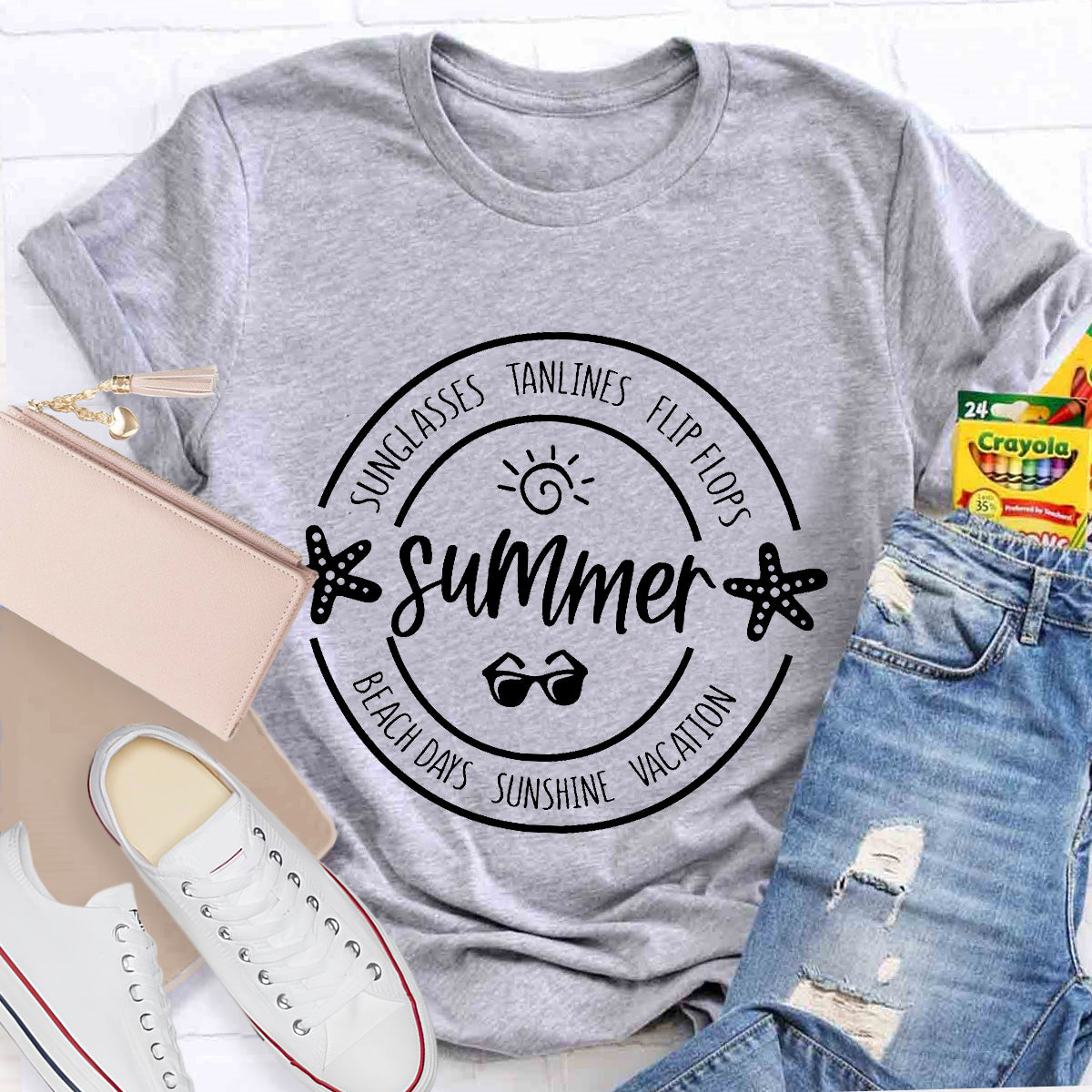 Summer Sunglasses Tanlines Flip Flops Beach Days Sunshine Vacation Teacher T-Shirt