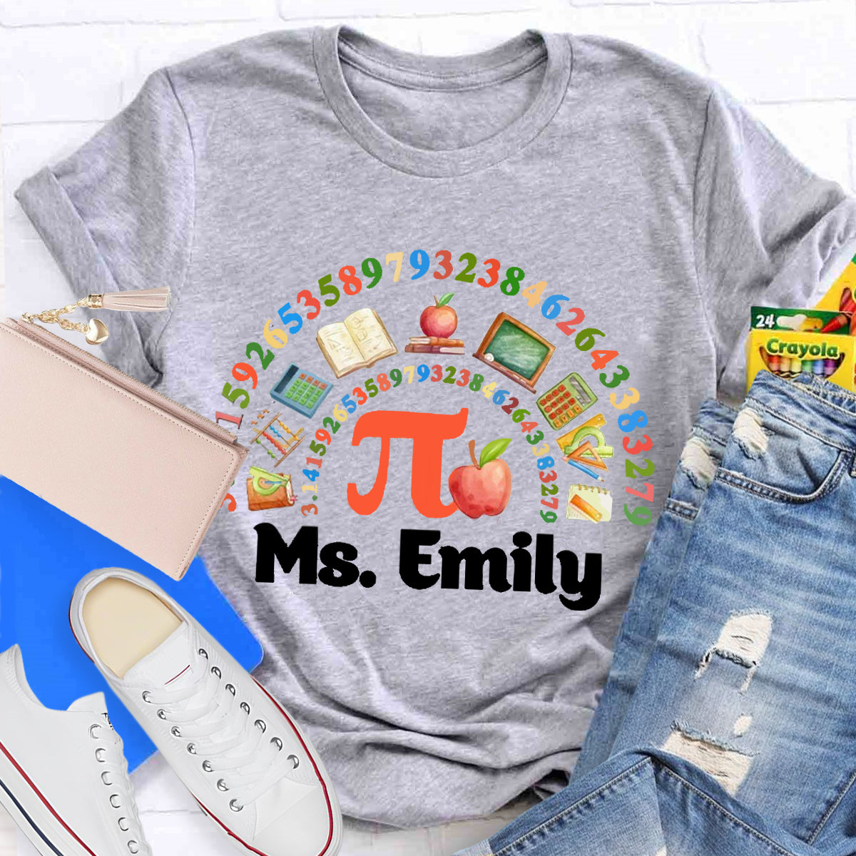 Personalized Math Teacher Name Happy Pi Day T-Shirt