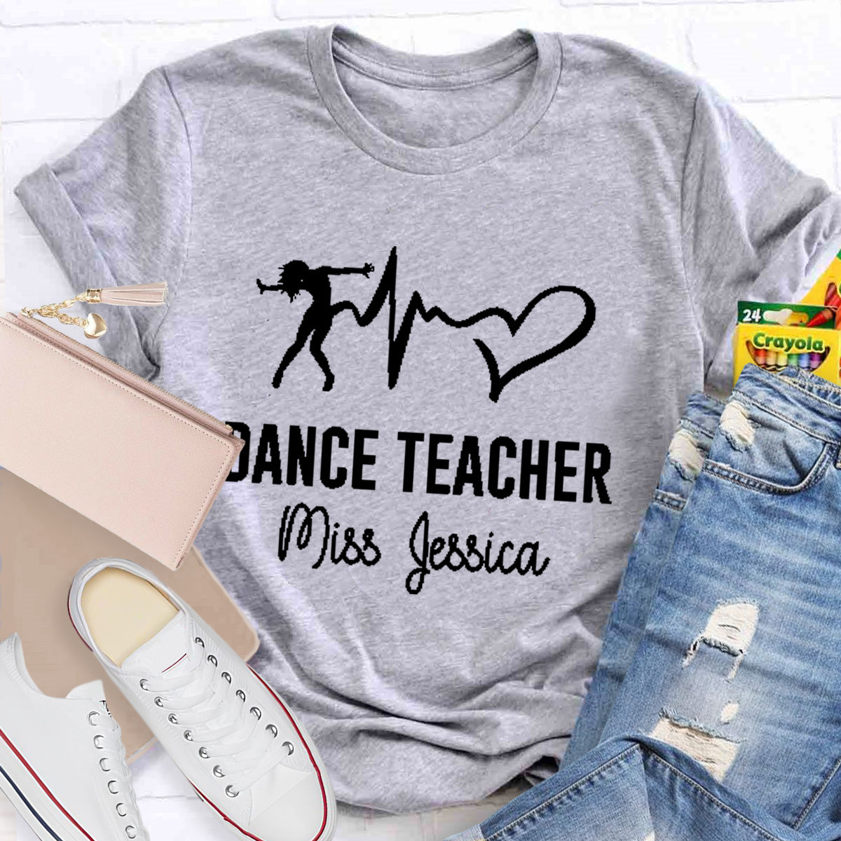 Personalized Name Dance Black Letters Teacher T-Shirt