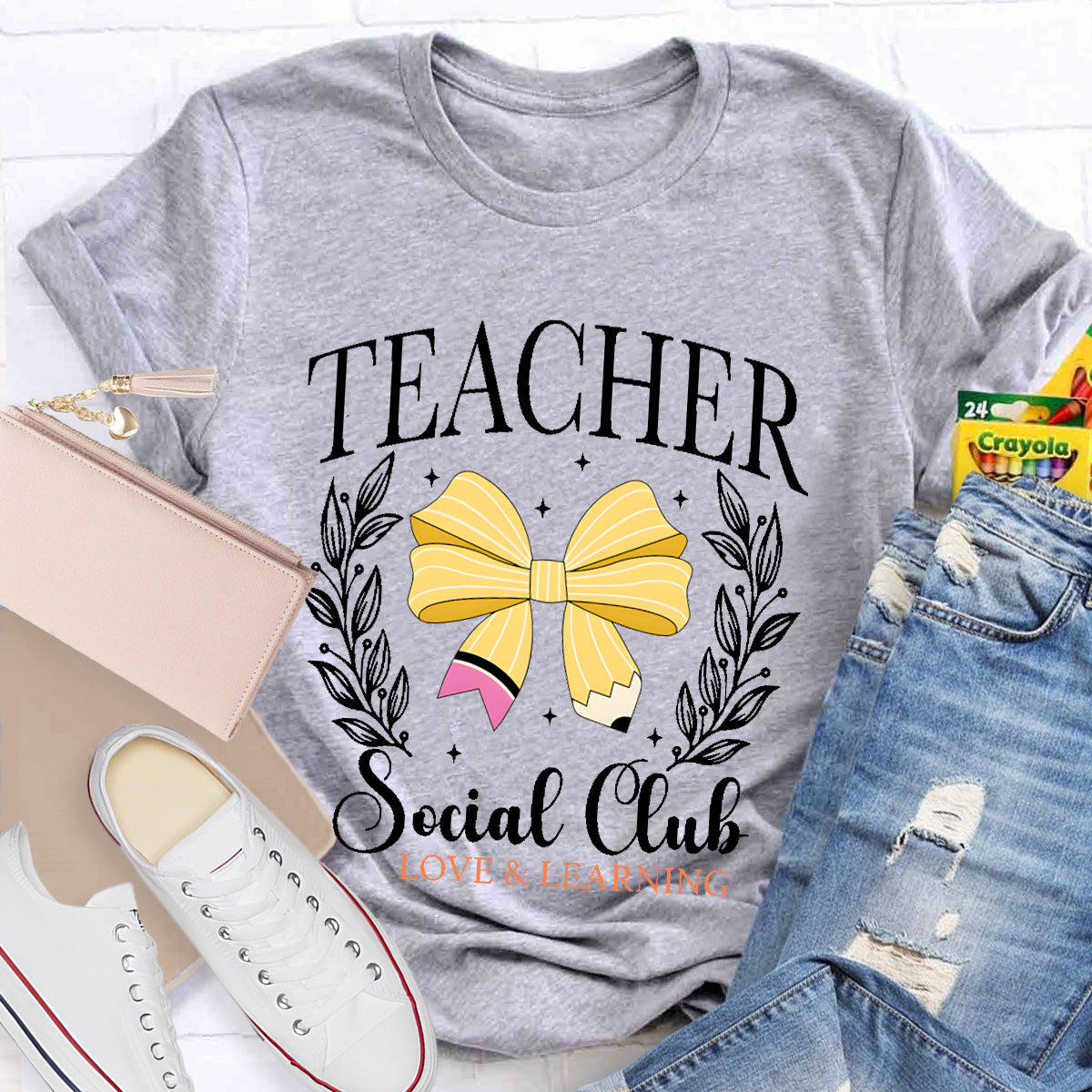 Teacher Social Club Love And Learning Teacher T-Shirt
