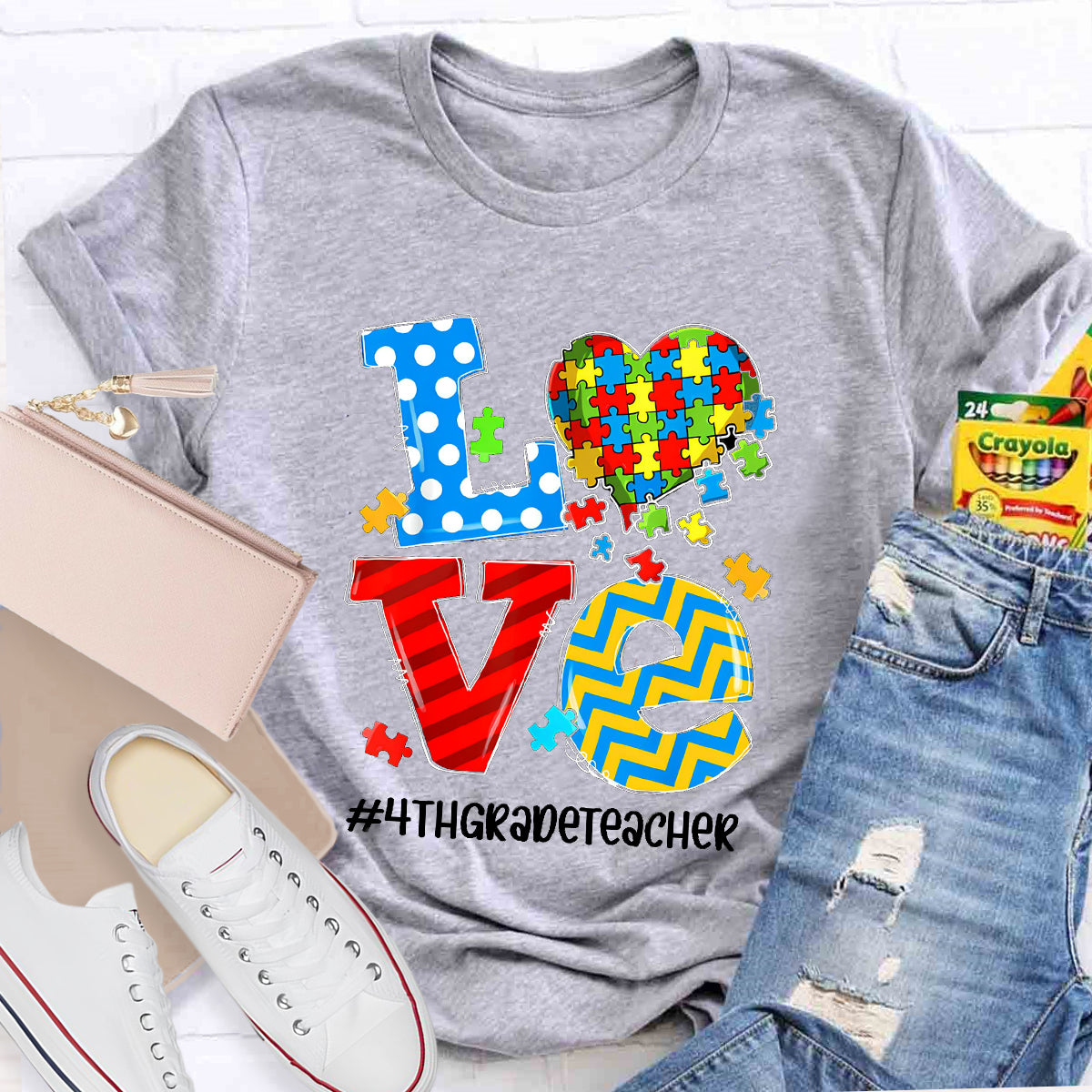 Personalized Grade Teacher Love Students With Heart T-Shirt