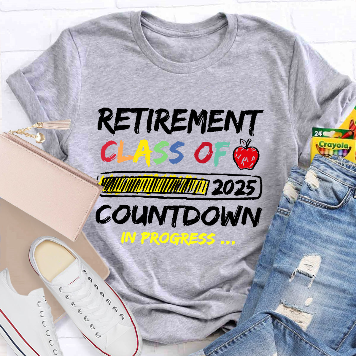 Personalized Retirement Year Class Countdown In Progress Teacher T-Shirt