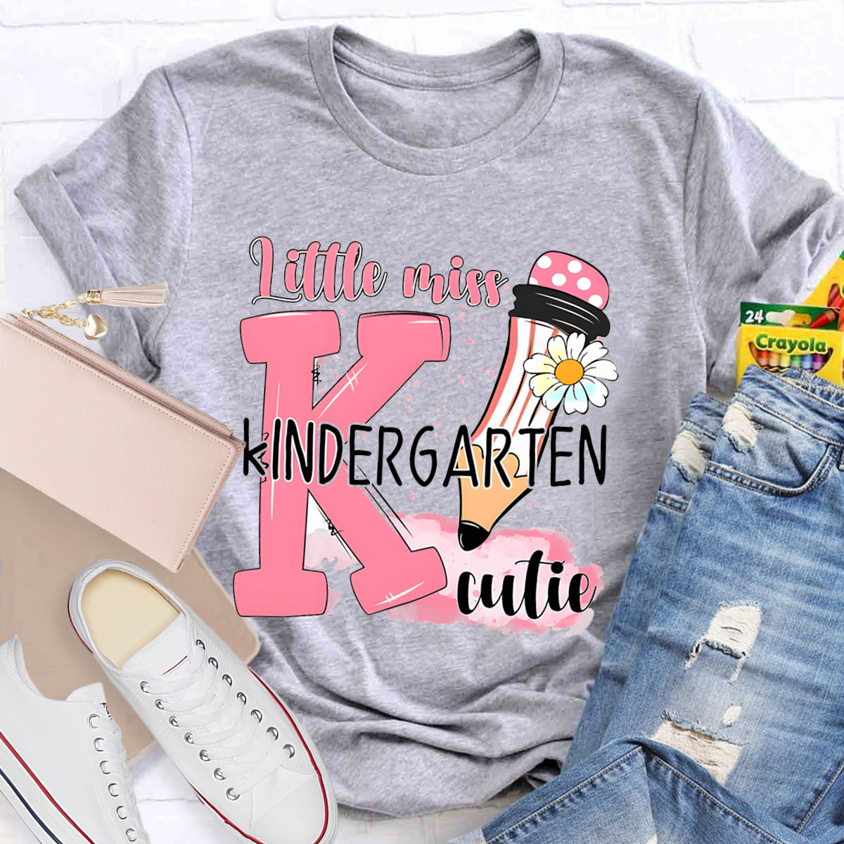 Personalized Grade Little Miss Kindergarten Cutie Teacher T-Shirt