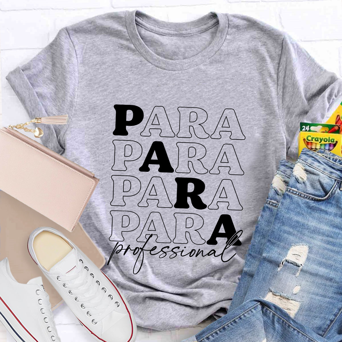 Para Profession Black Letters Teacher T-Shirt