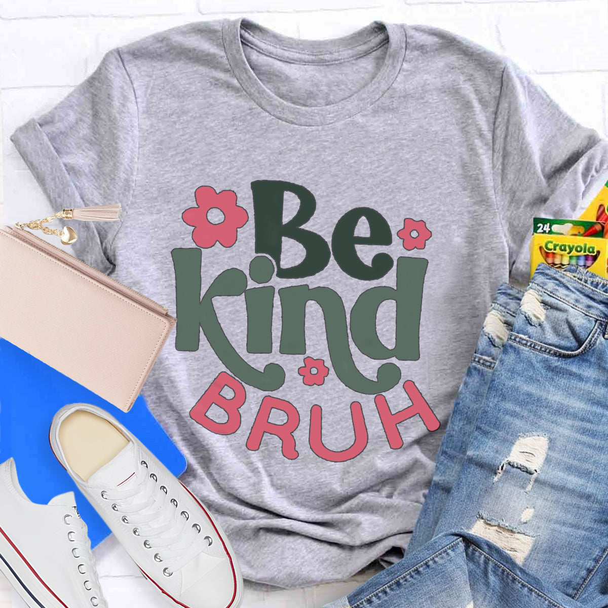 Be Kind Bruh Pink Flower T-Shirt