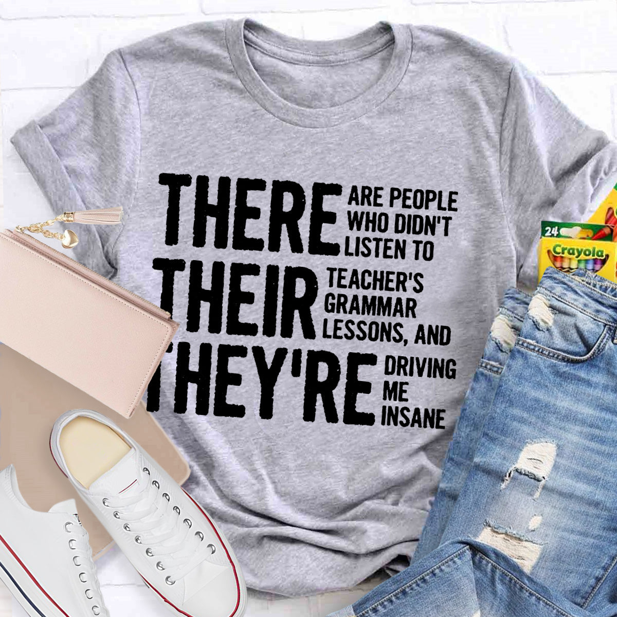 Grammar Lessons Black Letters Teacher T-Shirt
