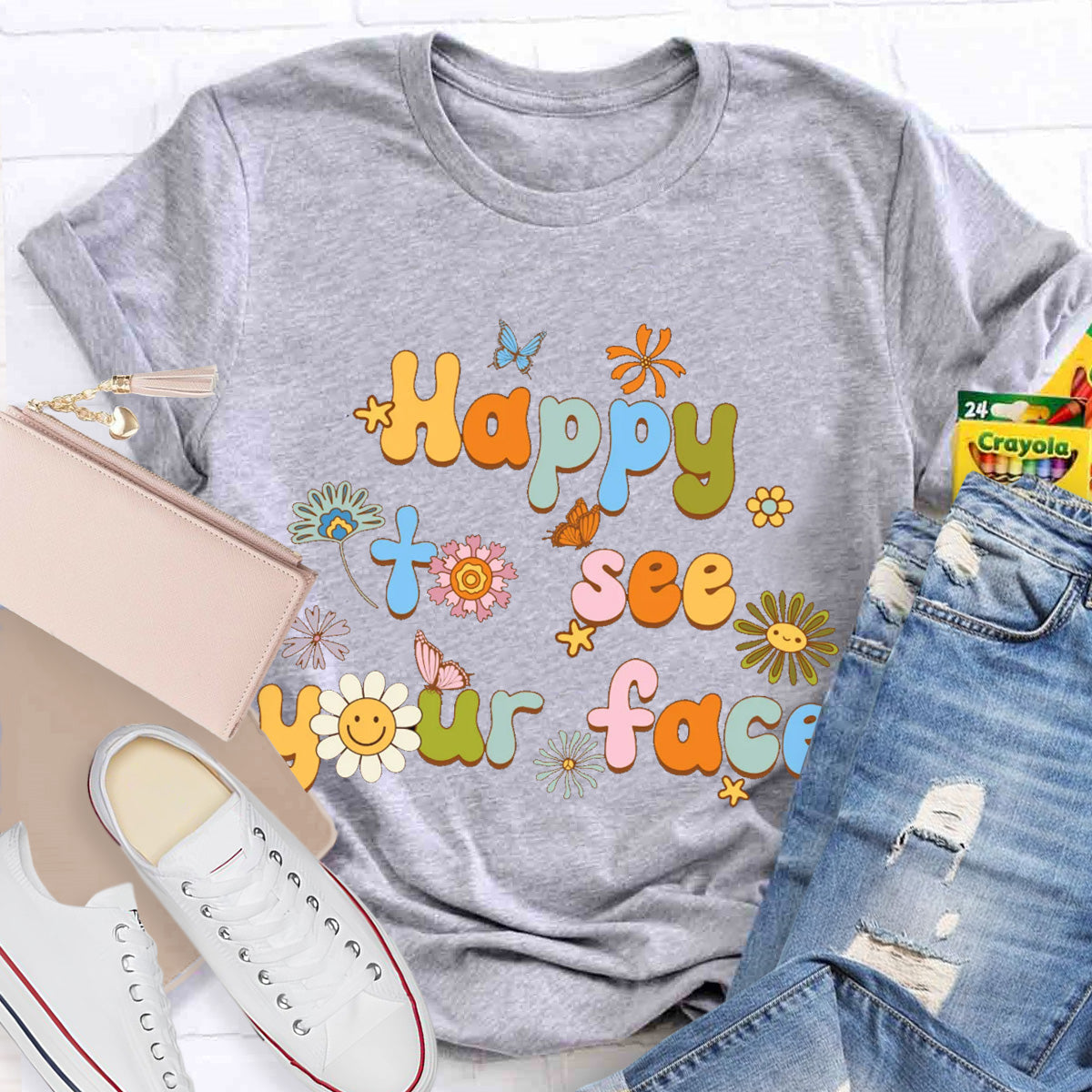 Happy To See Your Face Back To School Floral T-Shirt