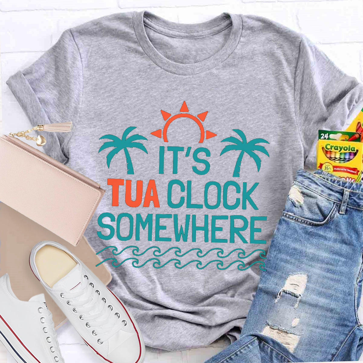 It's Tua Clock Somewhere Summer Beach Funny Retirement T-Shirt