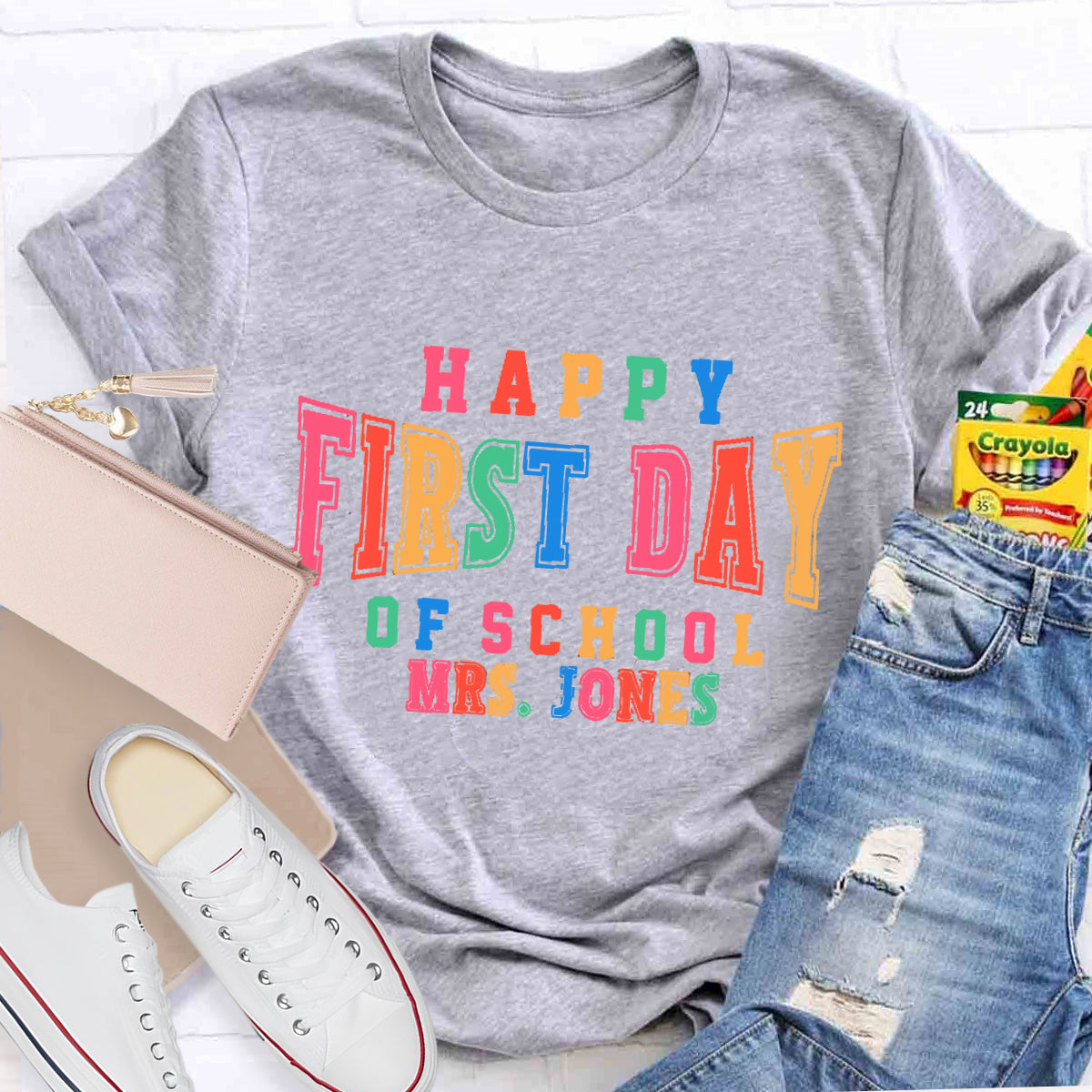 Personalized Name Happy First Day Of School Teacher T-Shirt