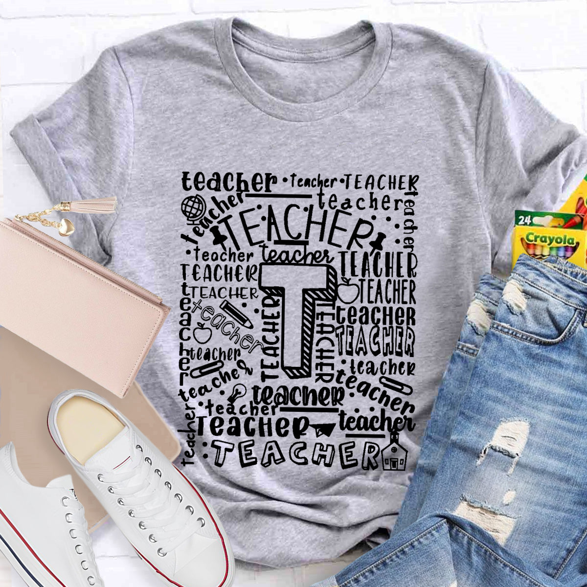 Optimistically And Positively Teacher T-Shirt