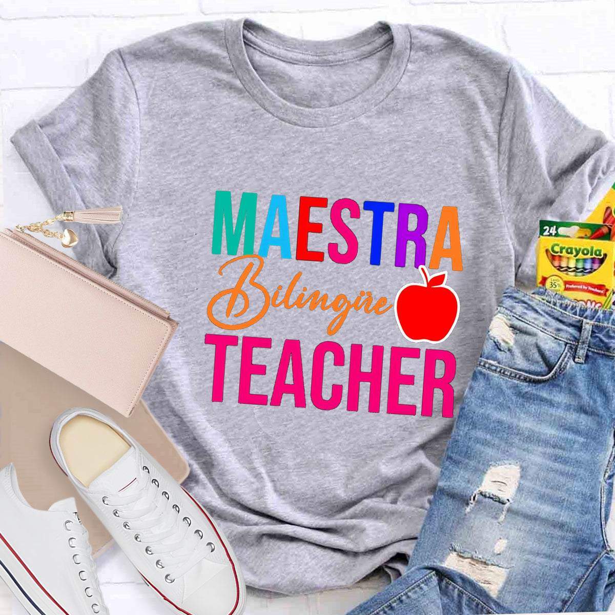 Maestra Bilingual Teacher With Apple T-Shirt