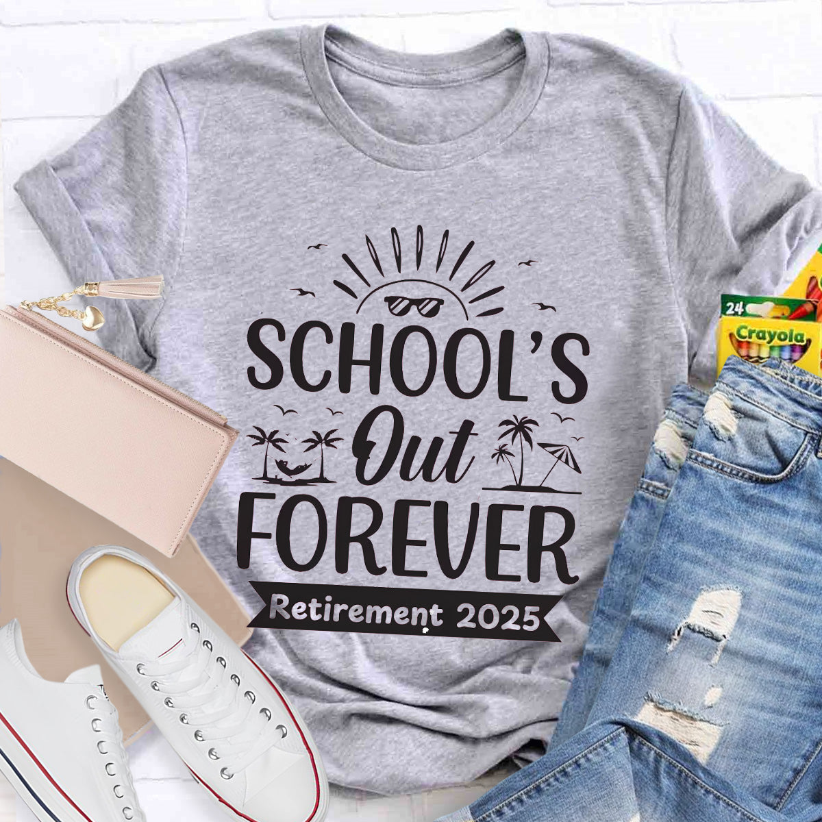 Personalize Retirement Time School's Out Forever Teacher T-Shirt