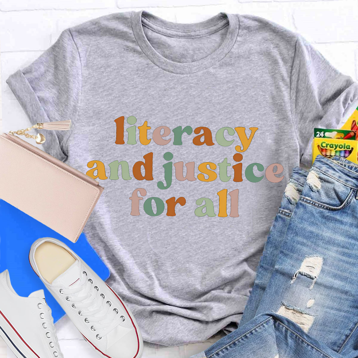 Literacy And Justice For All Teacher T-Shirt