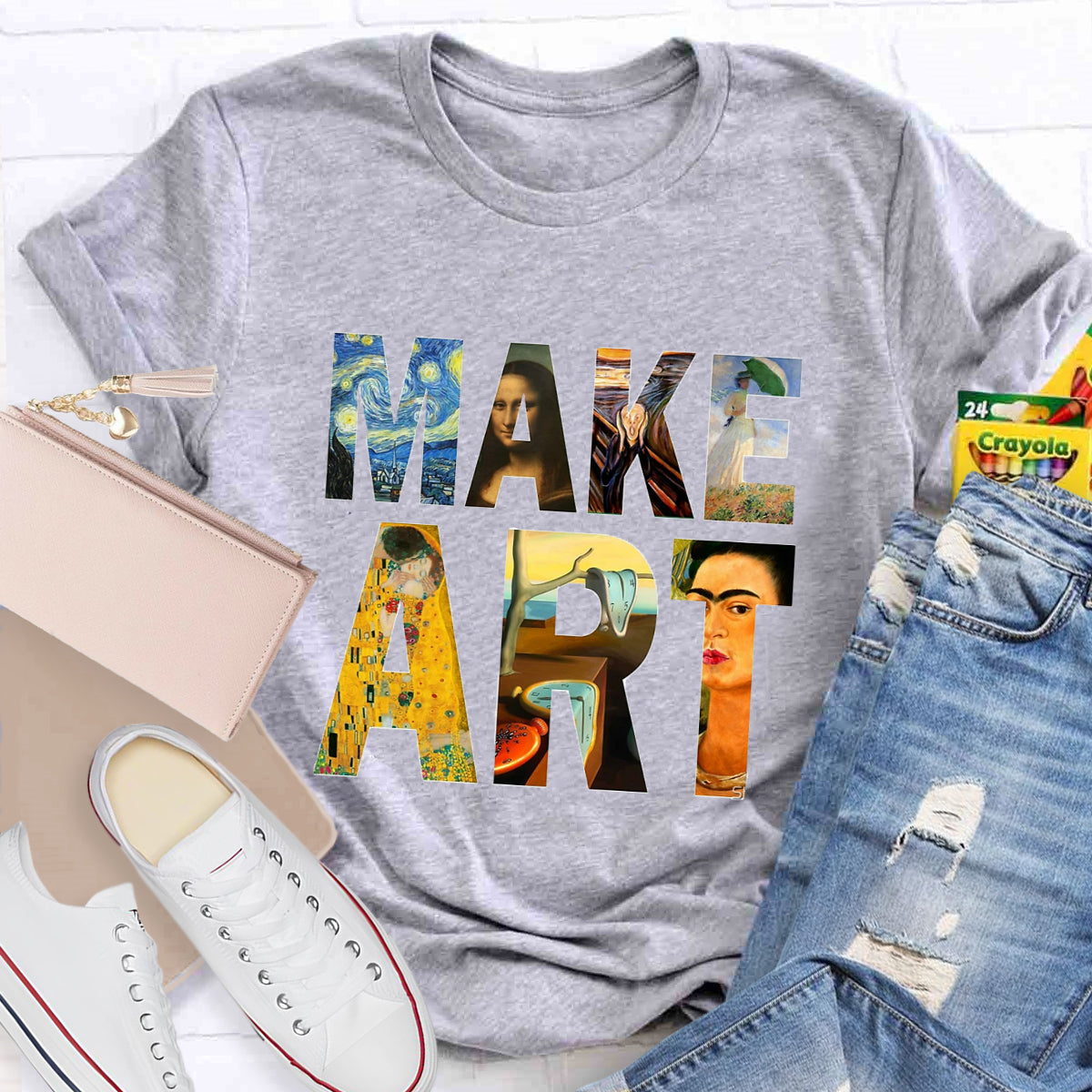 Make Art Printed Teacher T-Shirt