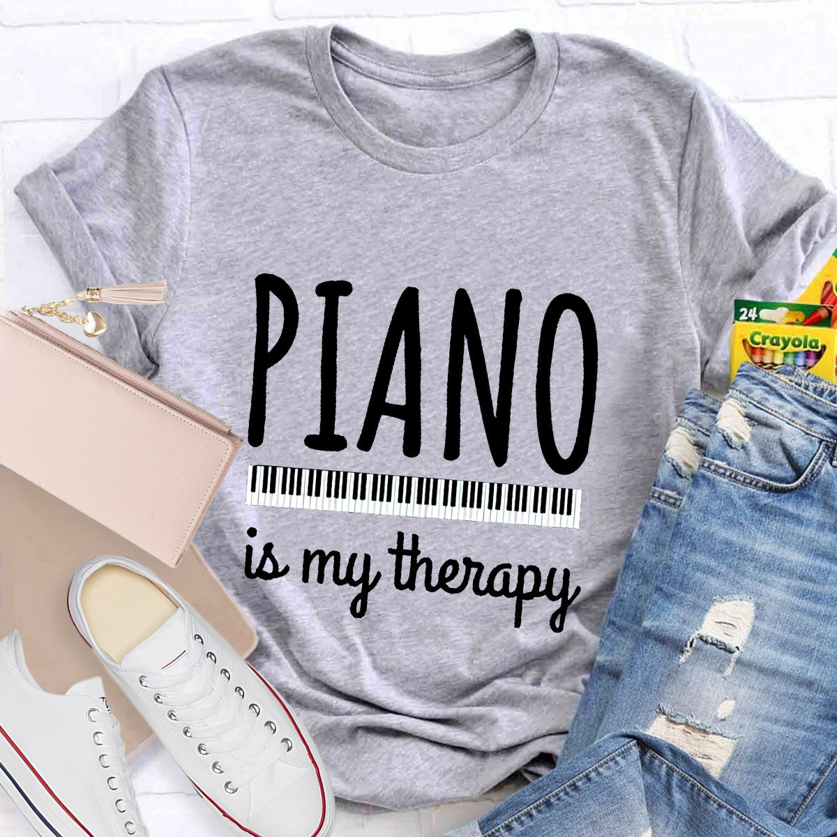 Piano Is My Therapy Teacher T-Shirt