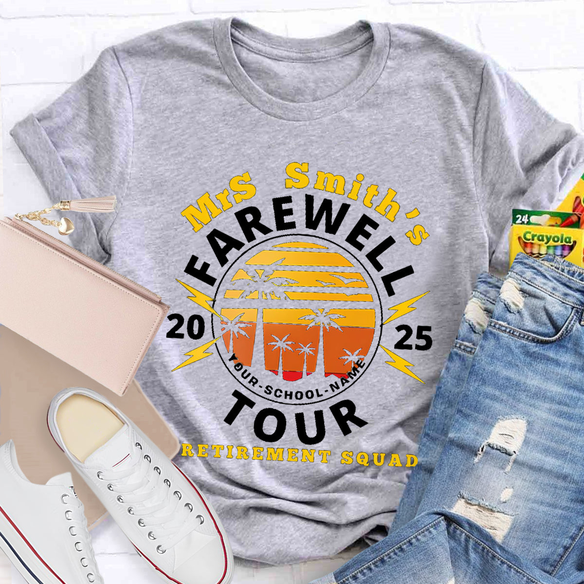 Personalized Teacher's Name And School Name Farewell Tour Retirement Squad T-Shirt