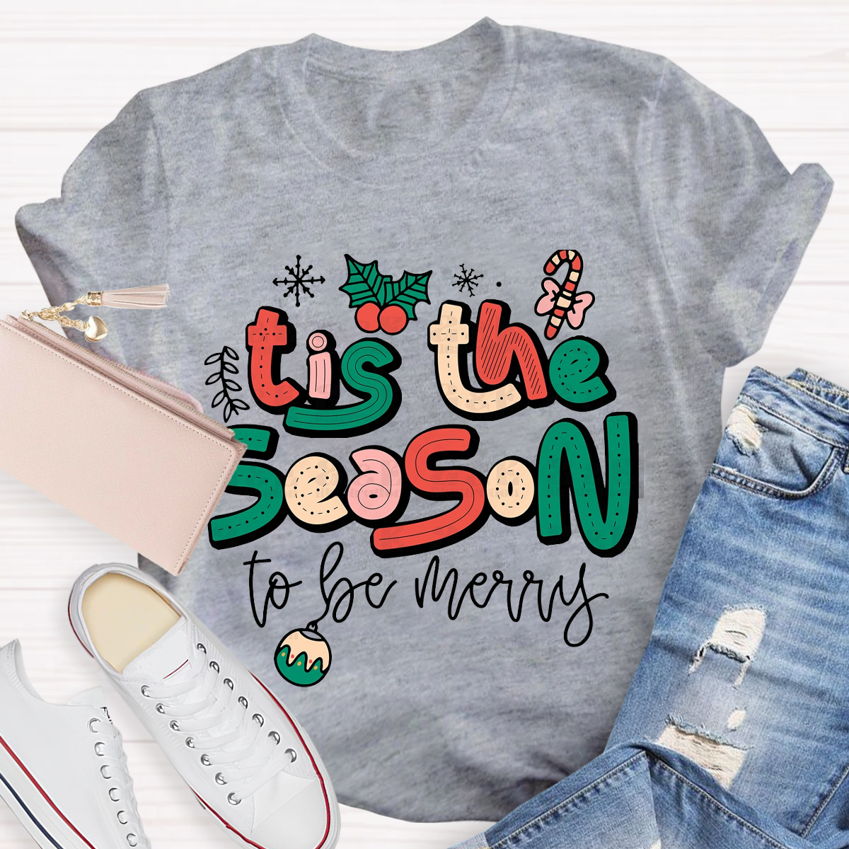 Cute Chrsitmas Tis The Season Teacher T-Shirt