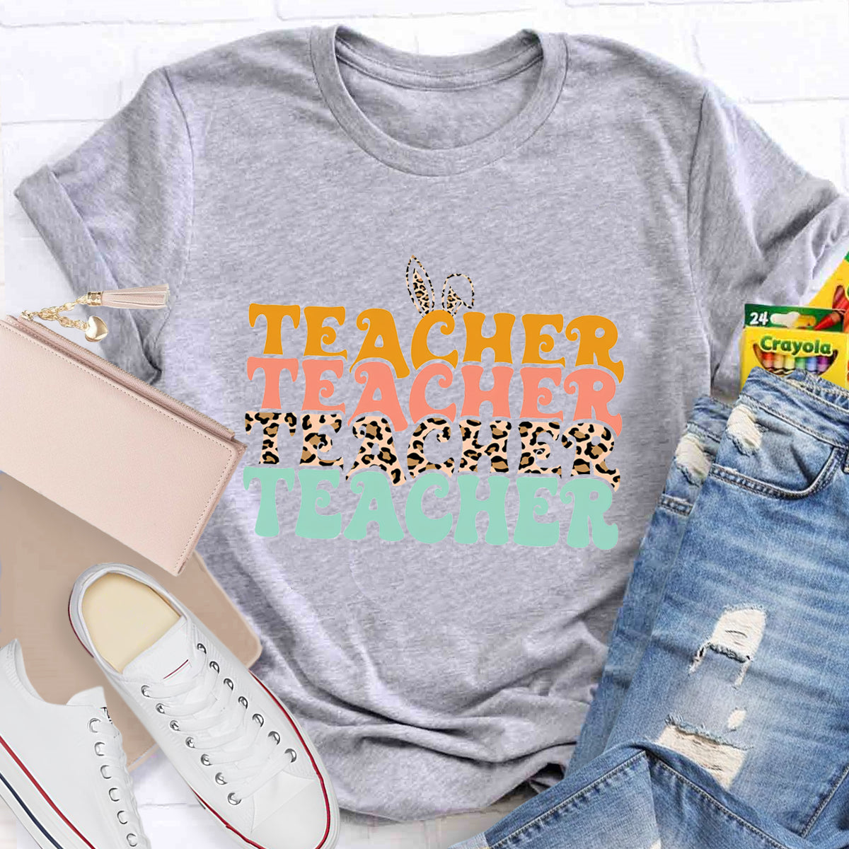 Easter Leopard Easter Teacher T-Shirt