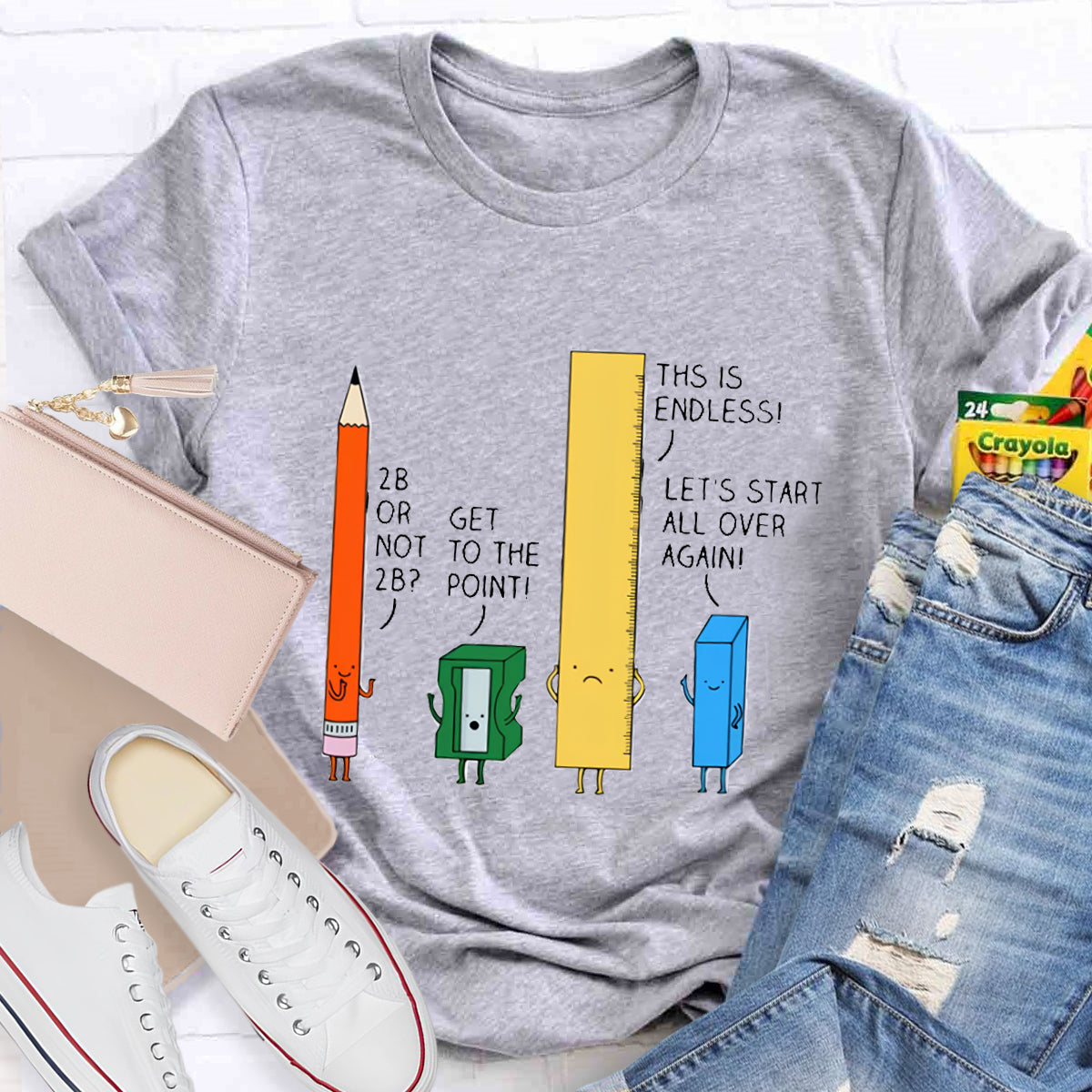 Cute Confused Pencil Pun Teacher T-Shirt
