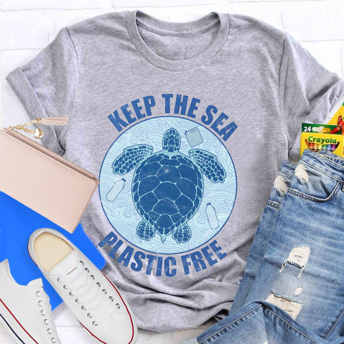 Keep Sea and Plastic Free Teacher T-Shirt