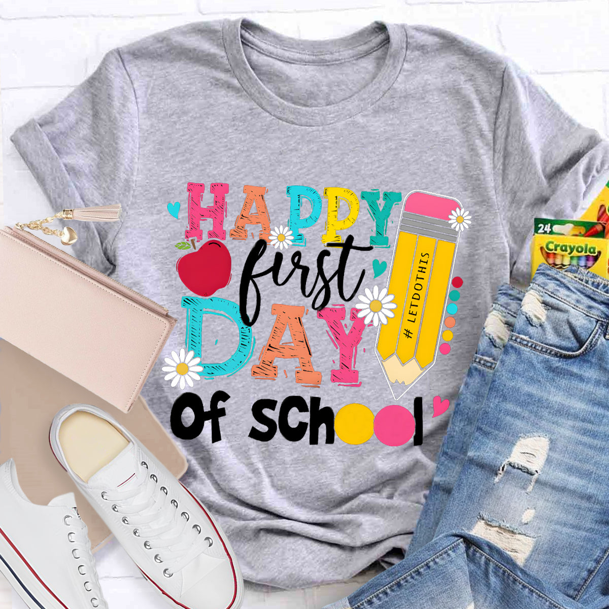 Happy First Day of School Pencil Teacher T-Shirt