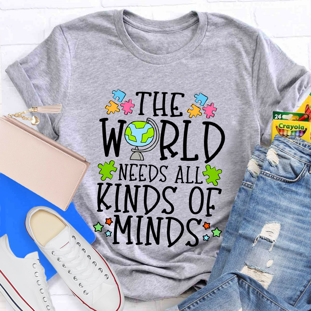 The World Needs All Kinds Of Minds Teacher T-Shirt