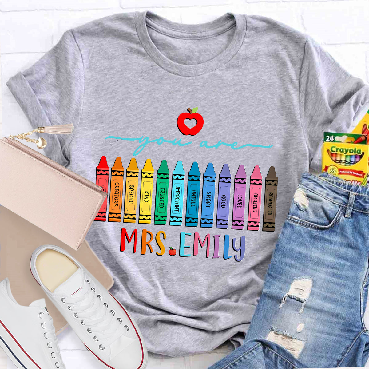 Personalized Name You Are Good Special Crayon Apple T-Shirt