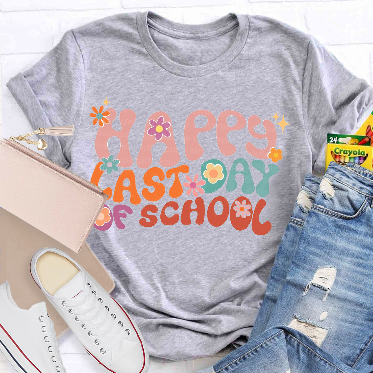 Happy Last Day Of School Flower Teacher T-Shirt