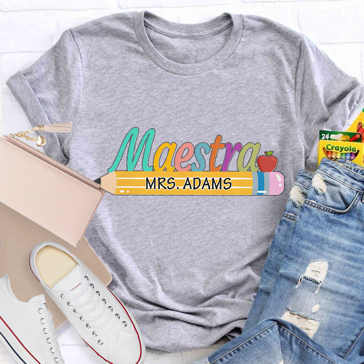 Personalized Maestra Teacher Name Mrs.Adams Teacher T-Shirt