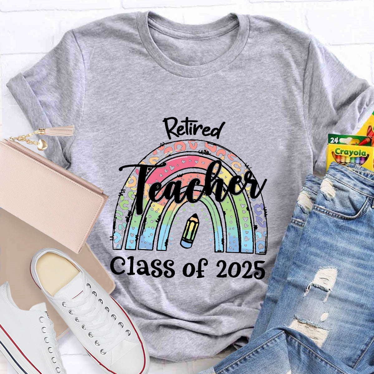 Personalize Year Retired Rainbow Teacher T-Shirt