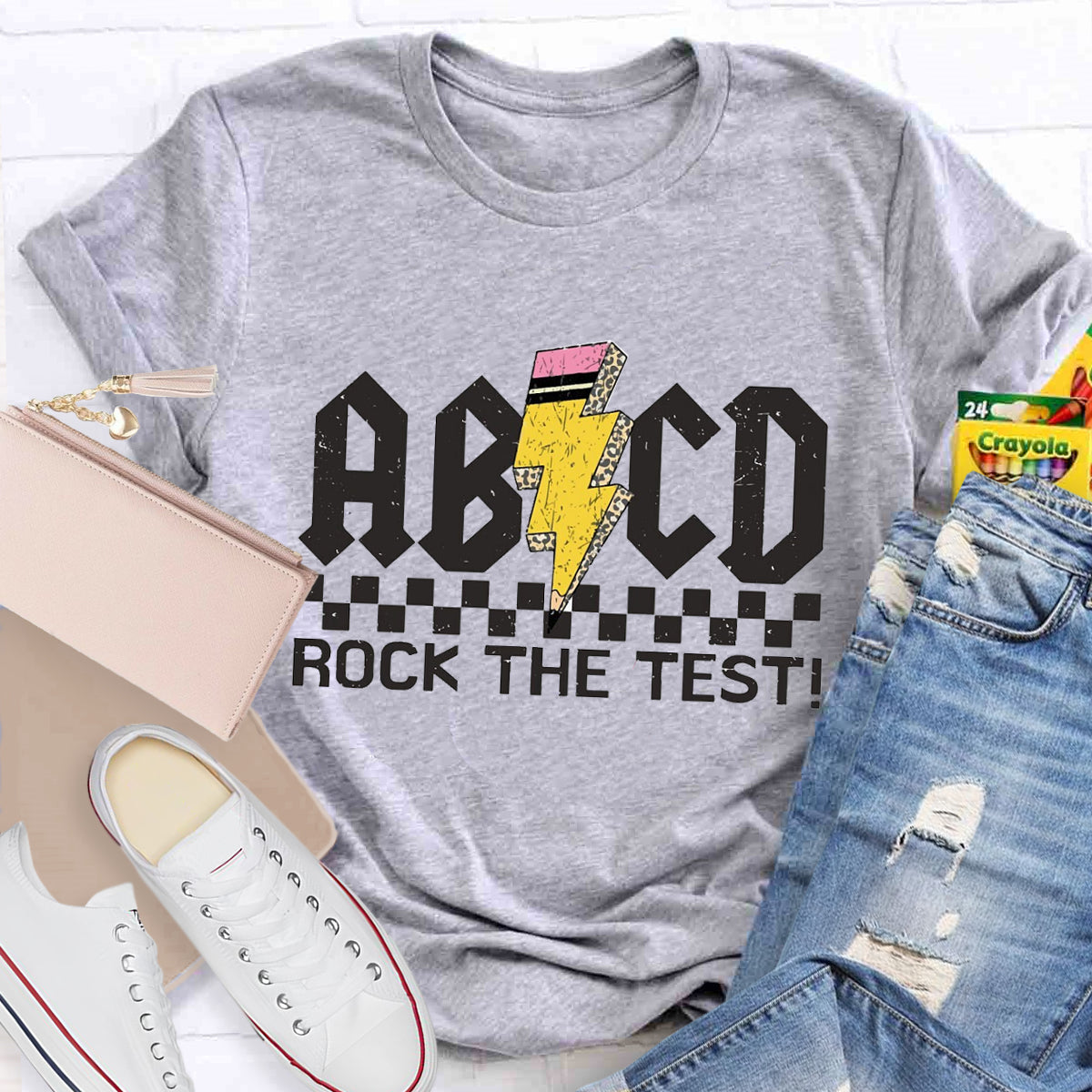 ABCD Rock The Test Teacher T-Shirt