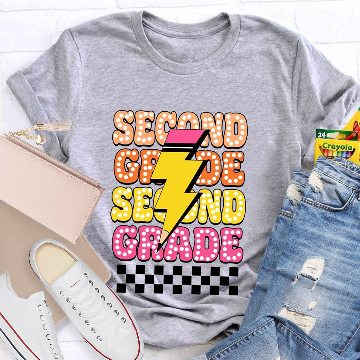 Personalized Grade Pencil Teacher Second Grade T-Shirt