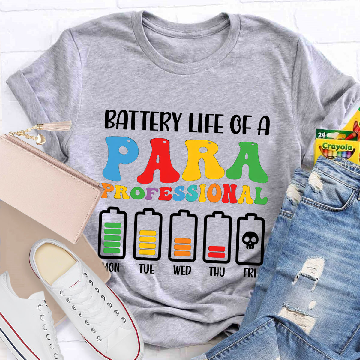 Battery Life of Paraprofessional Teacher T-Shirt