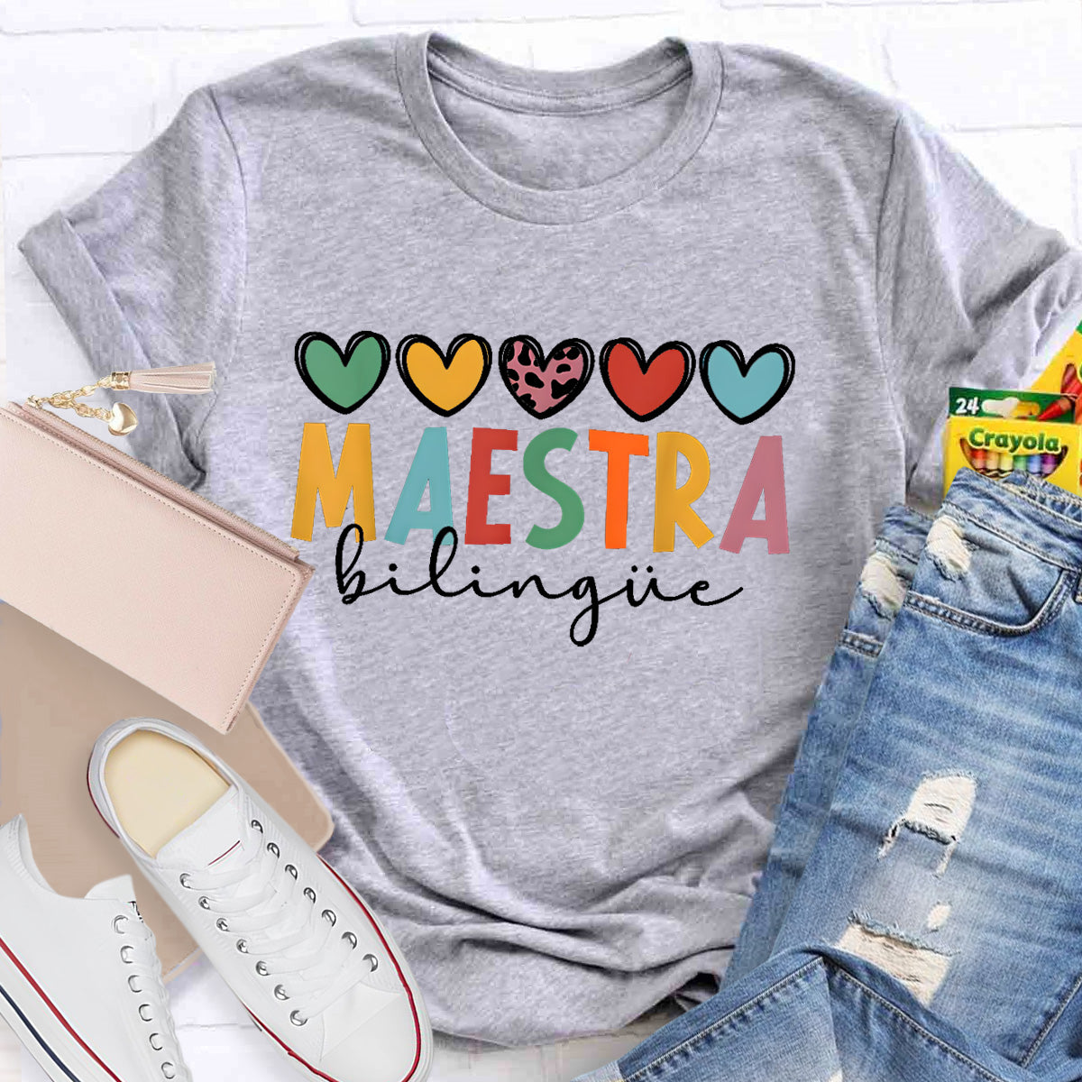 Maestra Colorful Letters Teacher T-Shirt