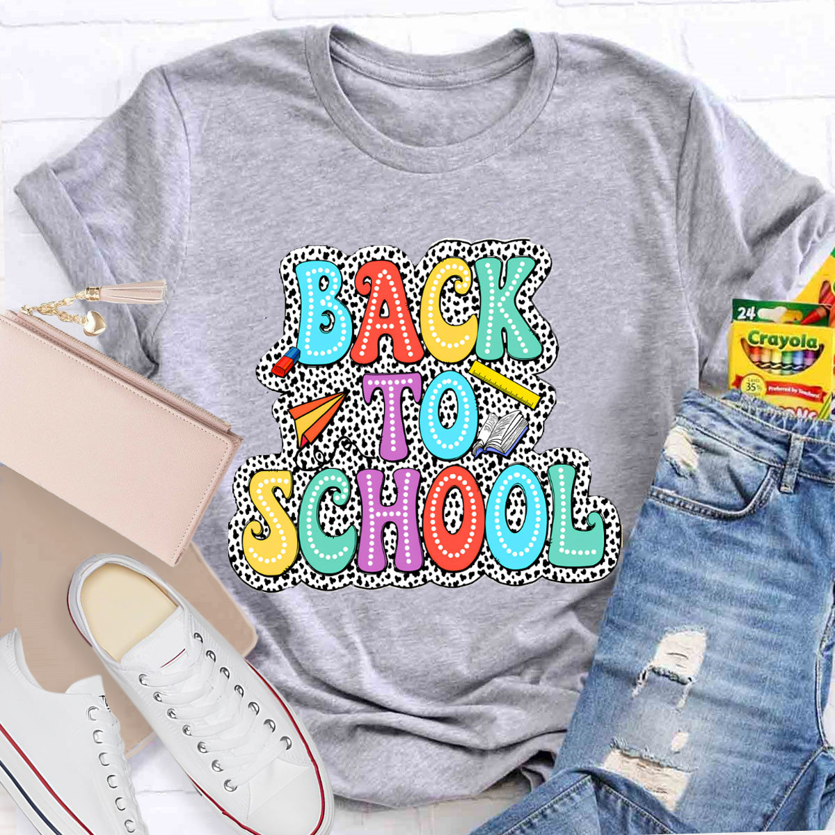 Welcome Back To School Dot Printed Teacher T-Shirt