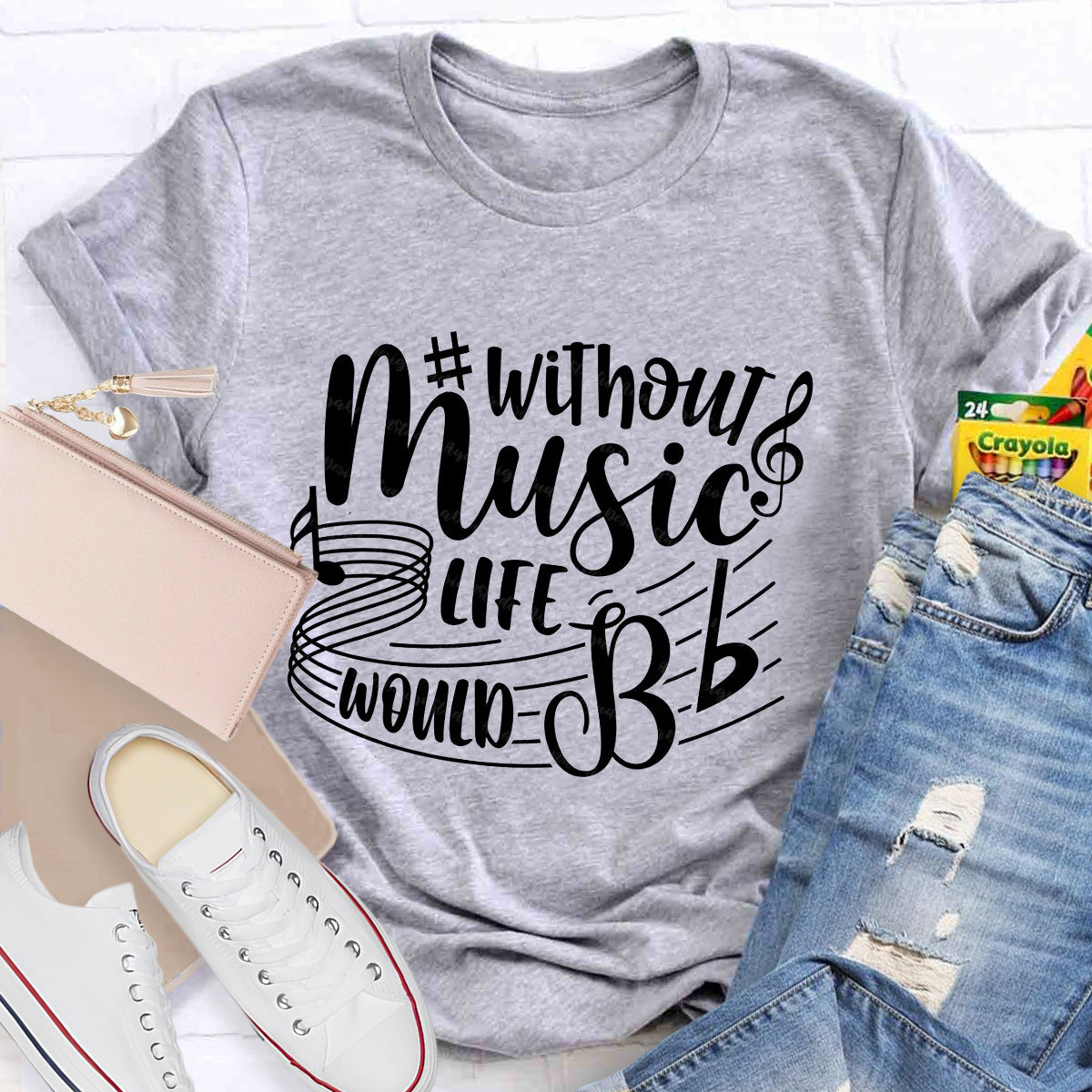 Without Music Life Would Be Teacher T-Shirt