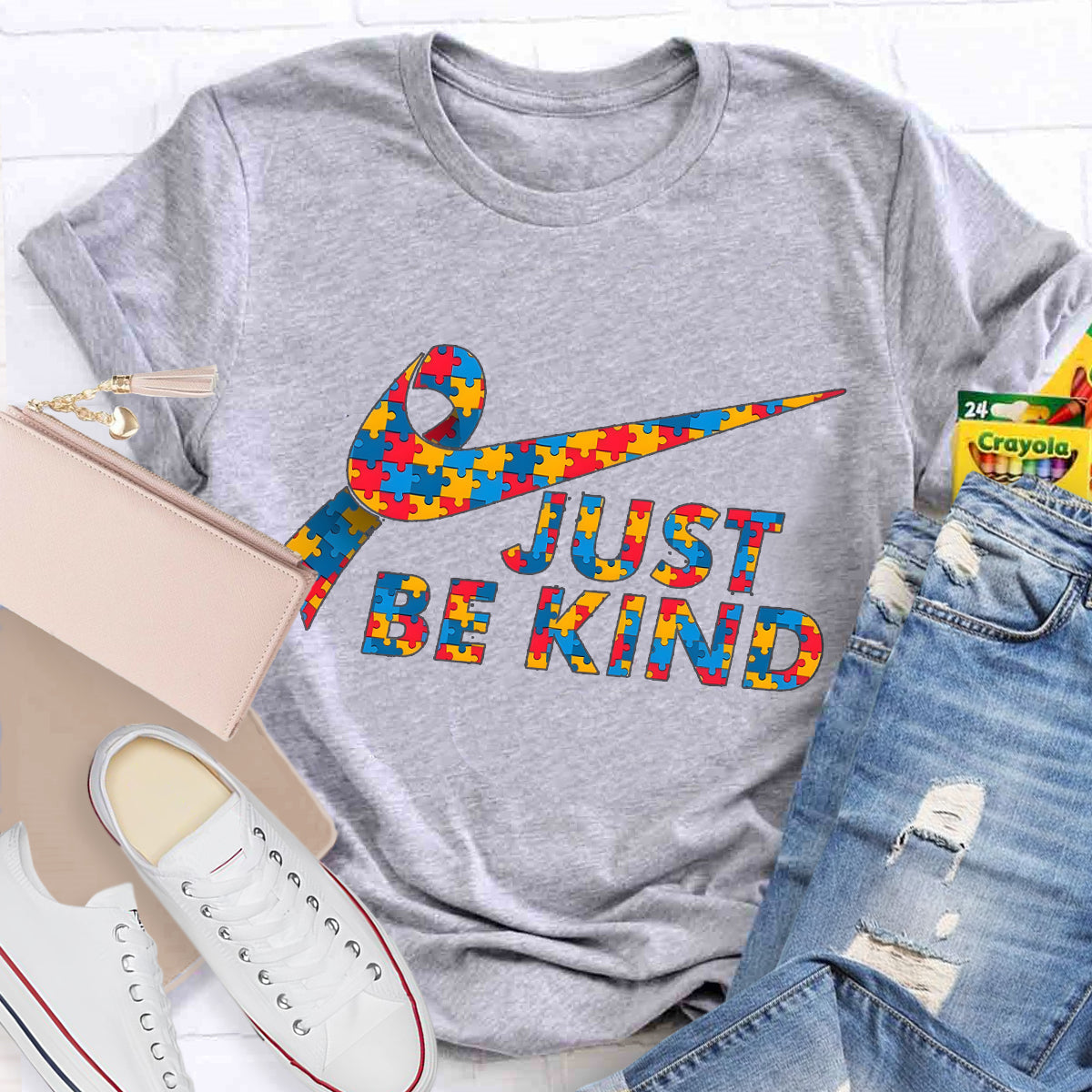 Just Be Kind Color Puzzle  Teacher T-Shirt