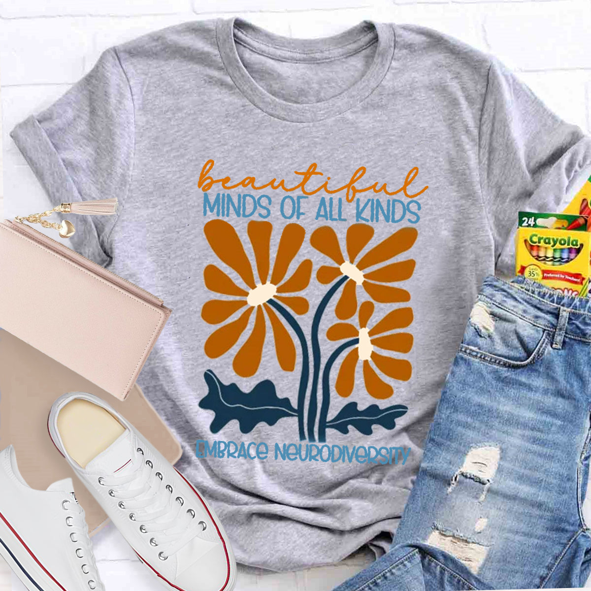 Beautiful Minds Of All Kinds Embrace Neurodiversity Teacher T-Shirt