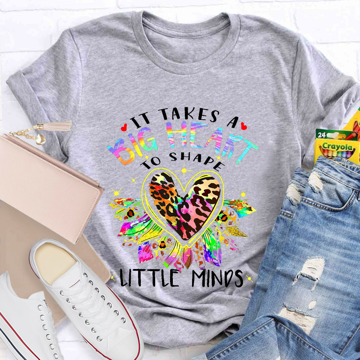 It Takes A Big Heart To Shape Little Minds Leopard Sunflower T-Shirt